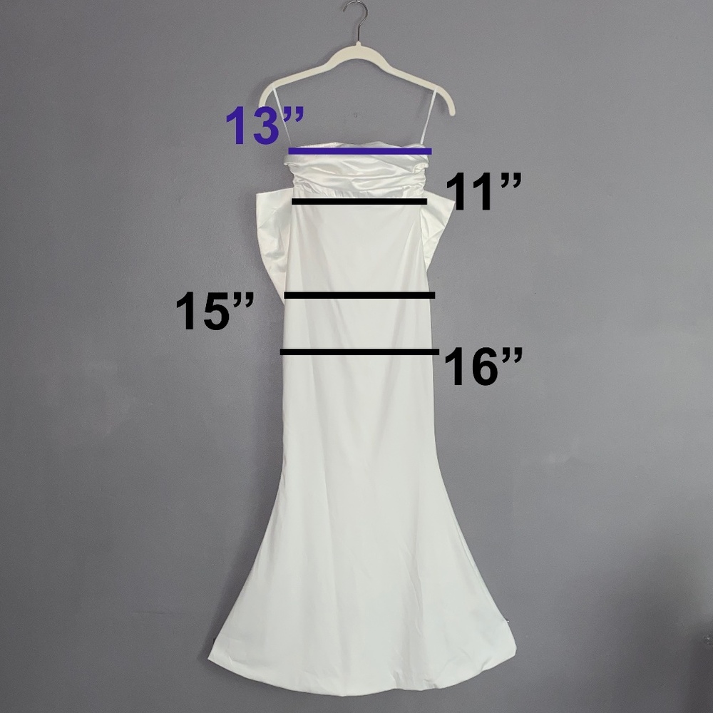 DRESS DECODE Strapless Mermaid Flare Wedding Dress Huge Back Bow Small - Picture 16 of 16